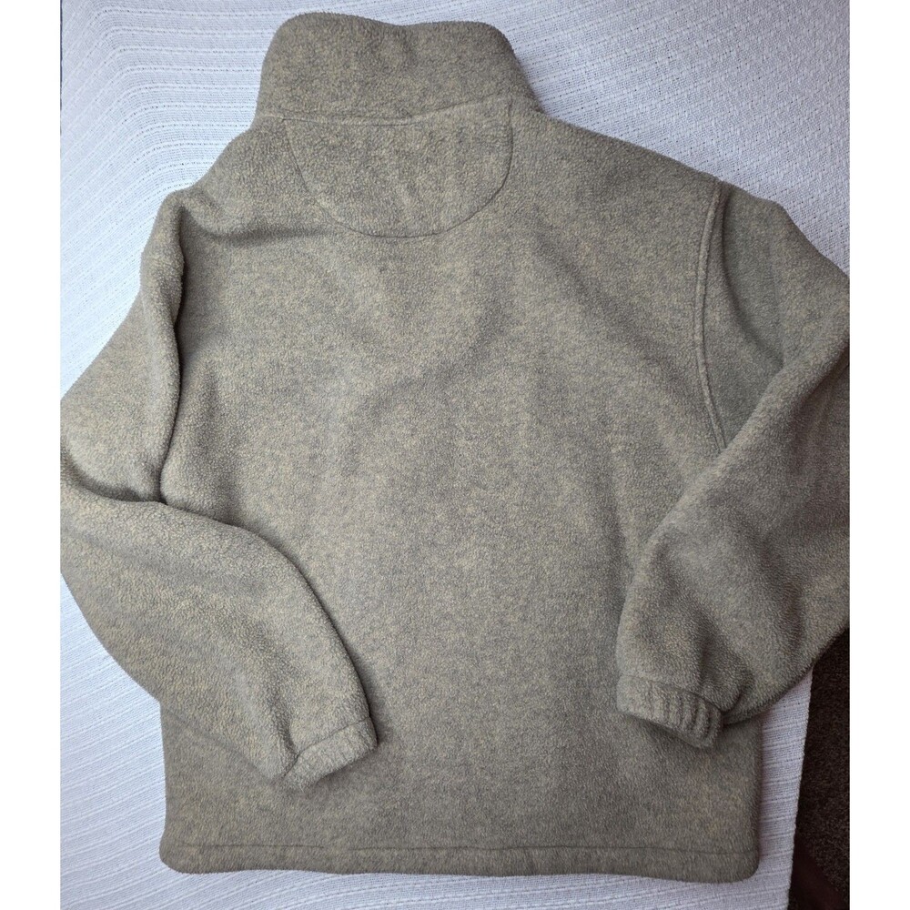 Eddie Bauer Size Medium 1/4 Zip Fleece Pullover Tan Pockets Collar Oversized - Picture 3 of 9